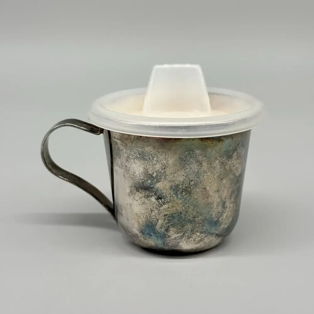 Godinger Duck Silver Plated Baby Cup Handled With Sippy Lid